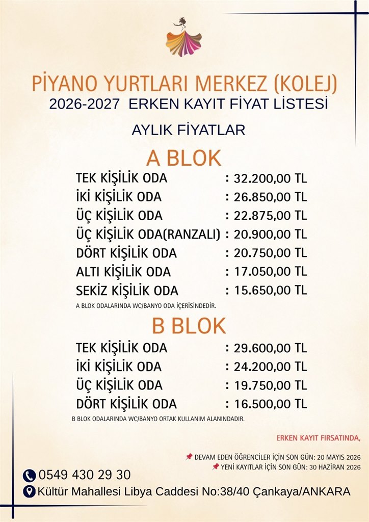 �zel Piyano K�z Yurdu - Kolej �ubesi