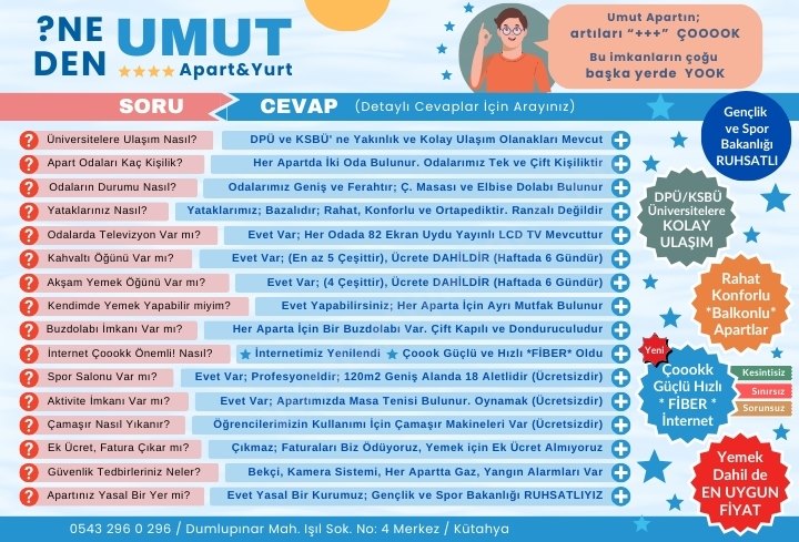 Umut Erkek ��renci Apart�